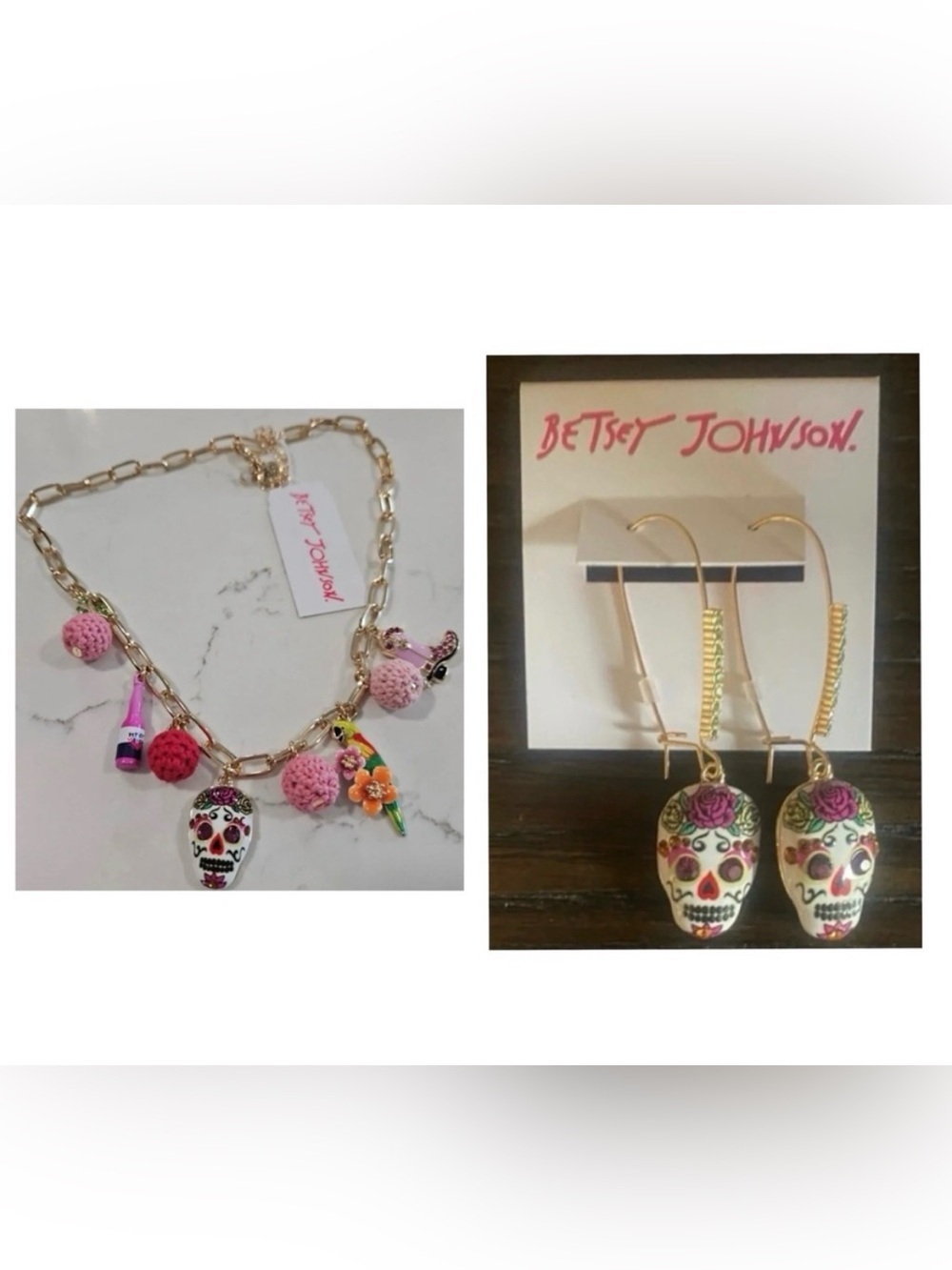 BETSEY JOHNSON SET Southwest Theme Charm Necklace & Matching Earrings NEW NWT